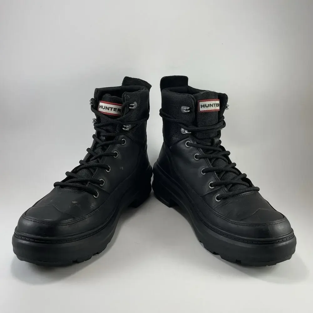 Hunter Original Commando Boots Womens Size 9 Black Waterproof Insulated Lace Up